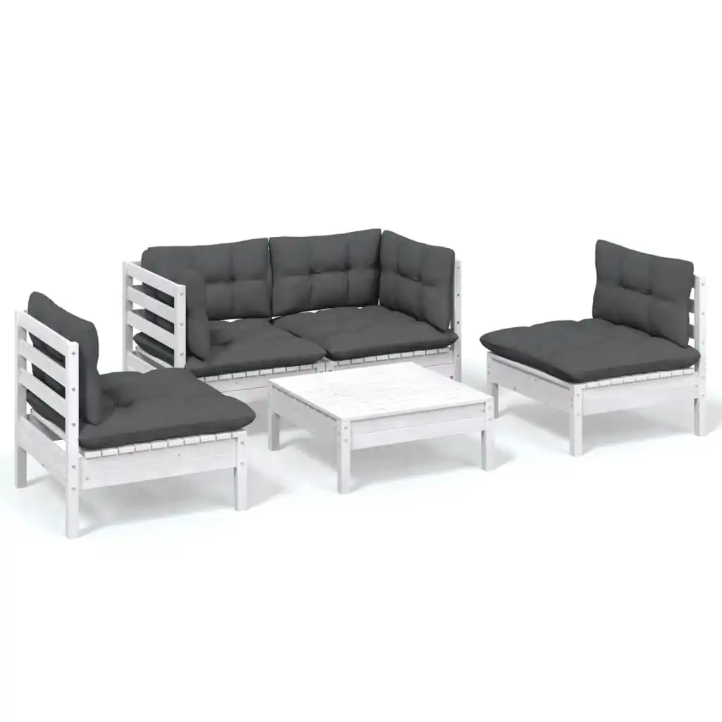 5 Piece Garden Lounge Set with Cushions Solid Pinewood 3096179