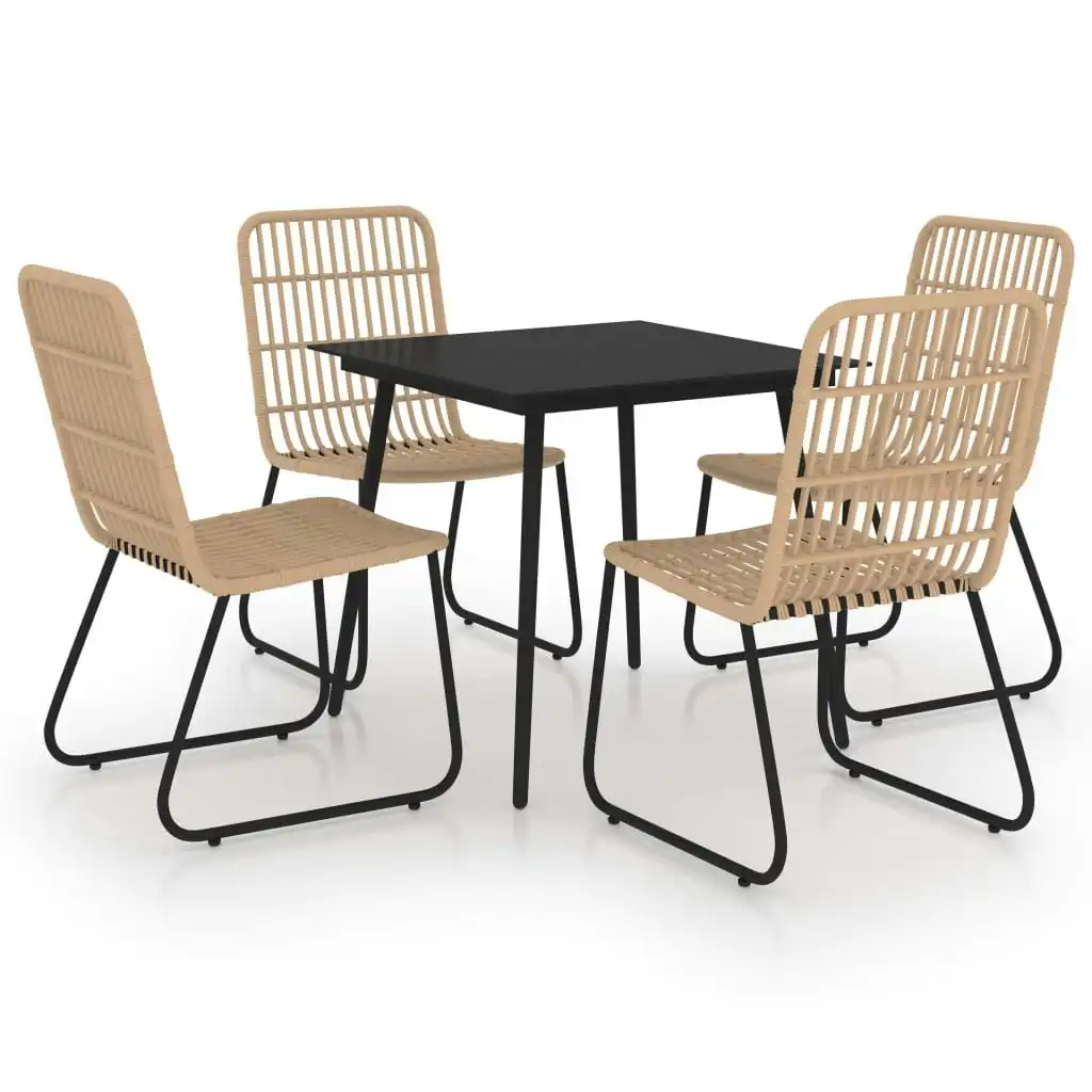 5 Piece Outdoor Dining Set Poly Rattan and Glass 3060232