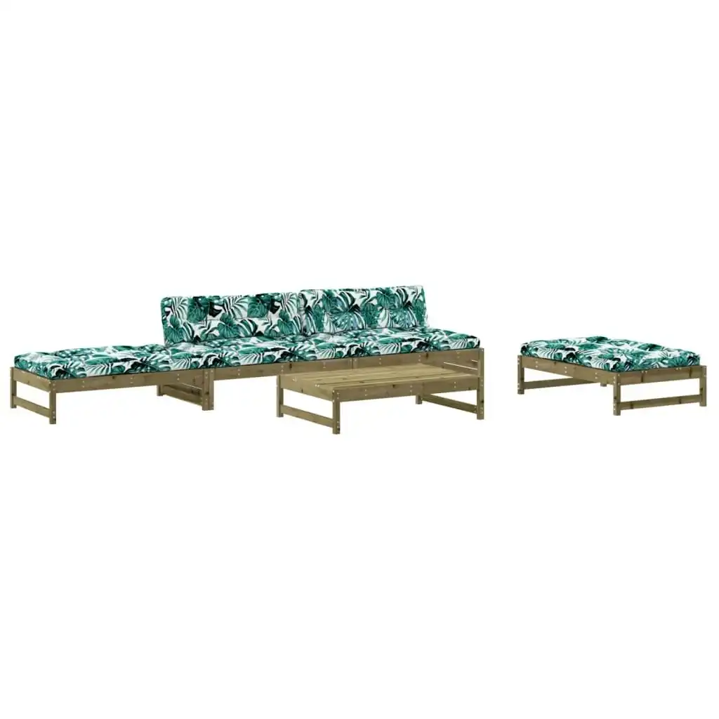 5 Piece Garden Lounge Set with Cushions Impregnated Wood Pine 3186122