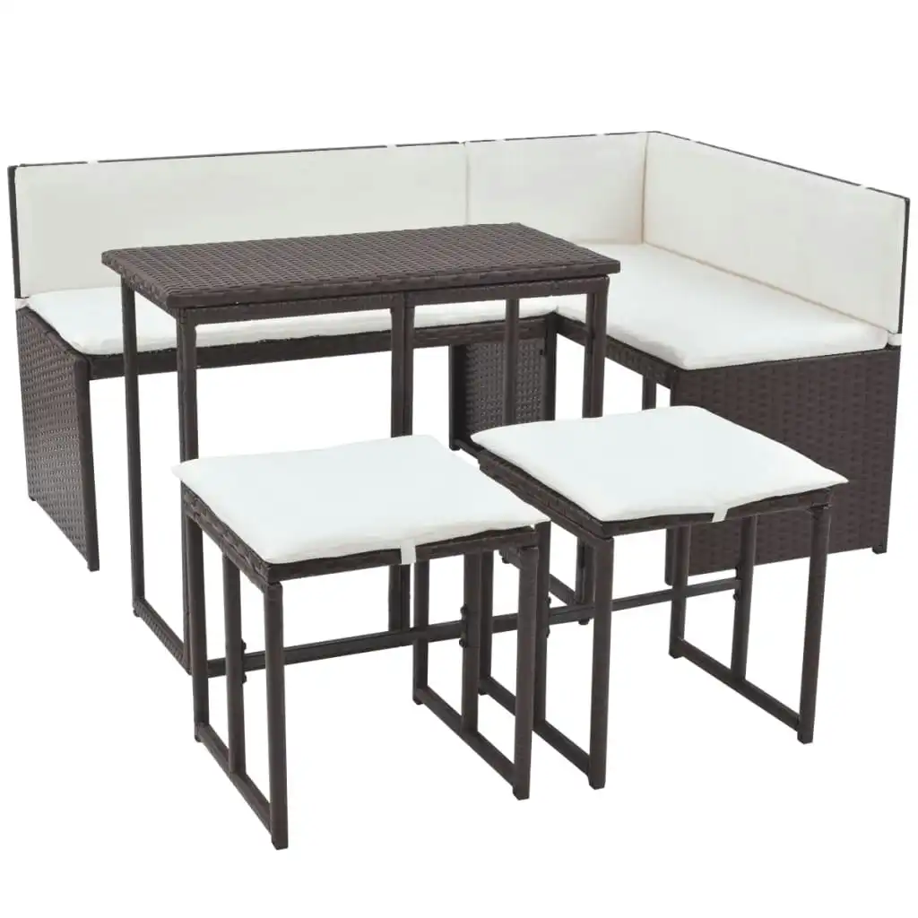 5 Piece Outdoor Dining Set Steel Poly Rattan Brown 42879