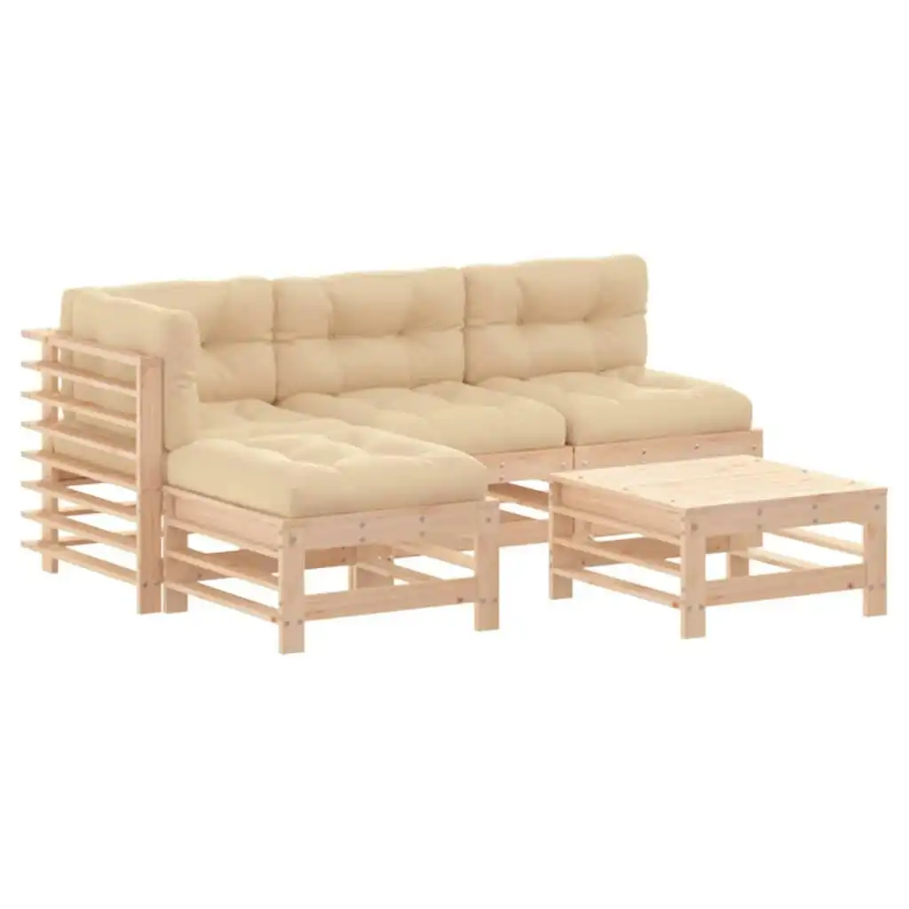5 Piece Garden Lounge Set with Cushions Solid Wood 3186067