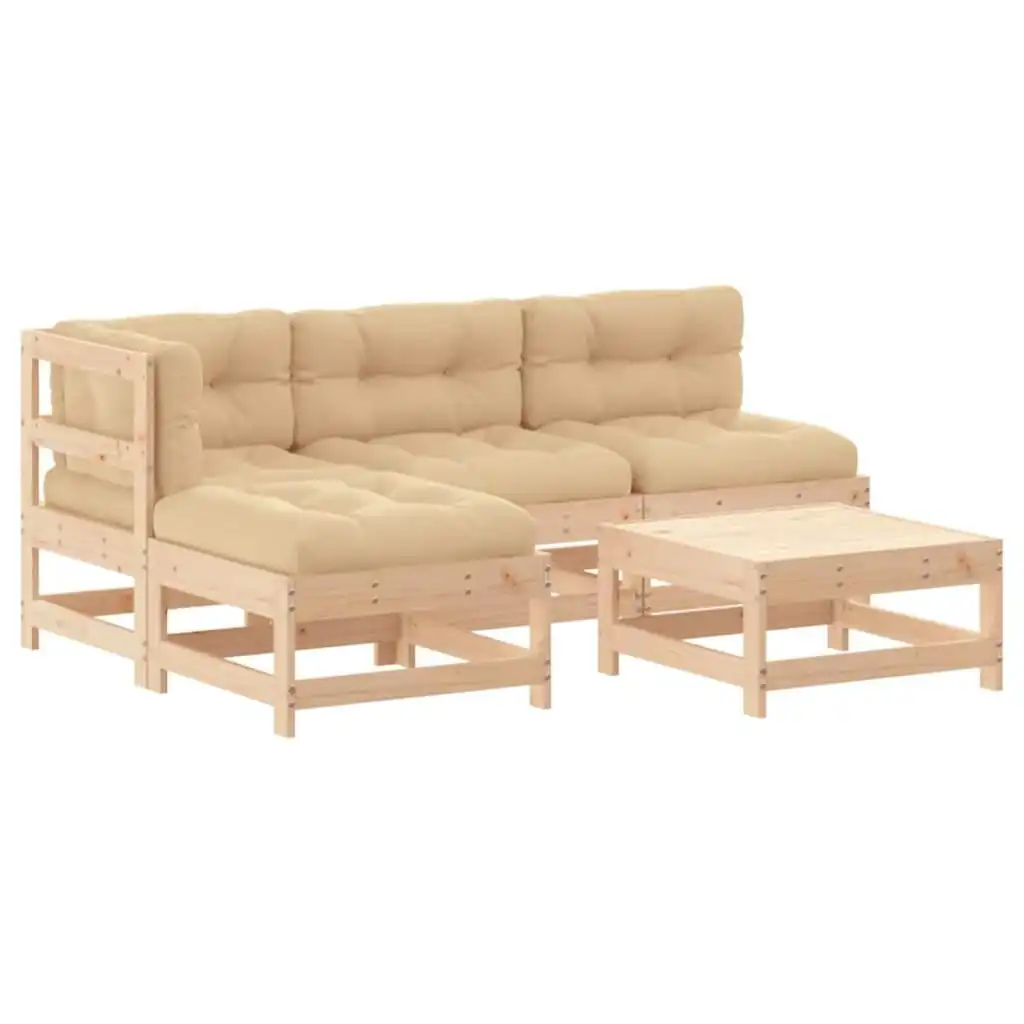 5 Piece Garden Lounge Set with Cushions Solid Wood 3186046