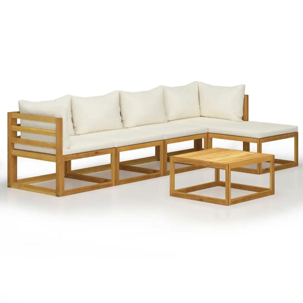 6 Piece Garden Lounge Set with Cushion Cream Solid Acacia Wood 3057636