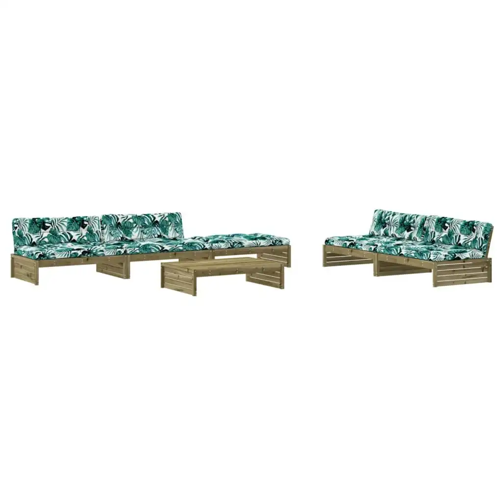 6 Piece Garden Lounge Set with Cushions Impregnated Wood Pine 3186157
