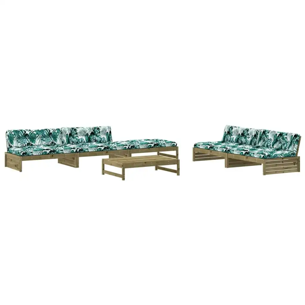 6 Piece Garden Lounge Set with Cushions Impregnated Wood Pine 3186129