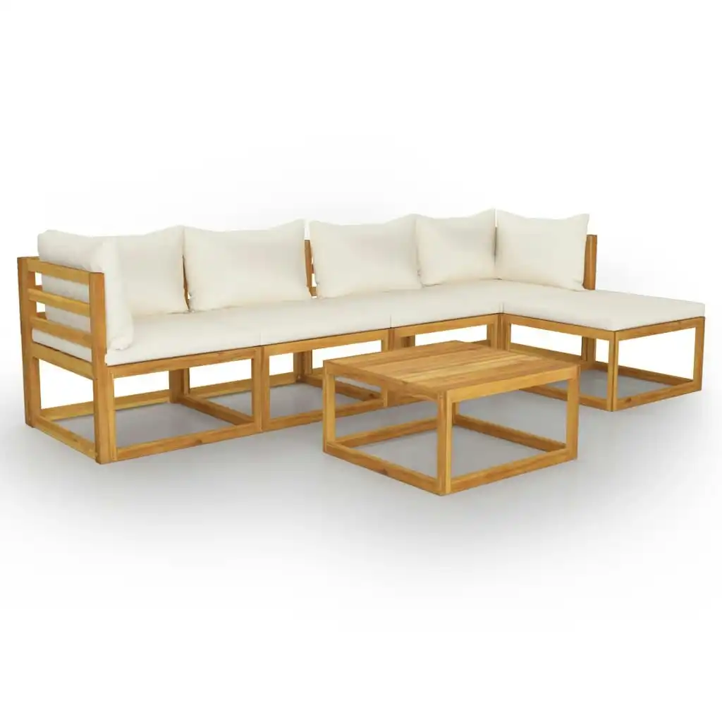 6 Piece Garden Lounge Set with Cushion Cream Solid Acacia Wood 3057655