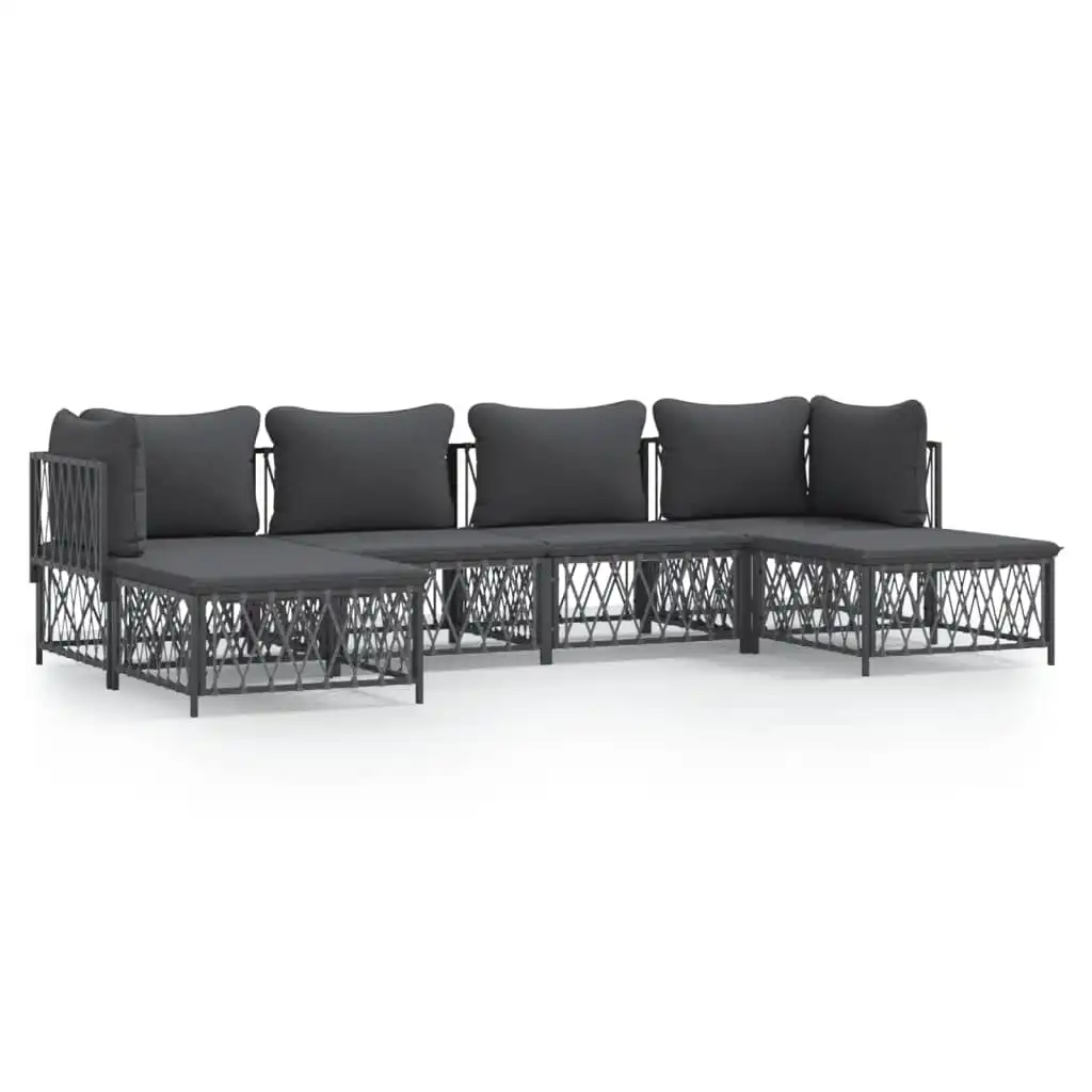 6 Piece Garden Lounge Set with Cushions Anthracite Steel 3186901