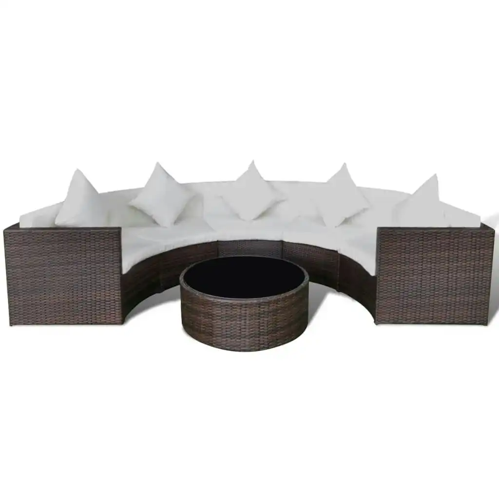 6 Piece Garden Lounge Set with Cushions Poly Rattan Brown 43060