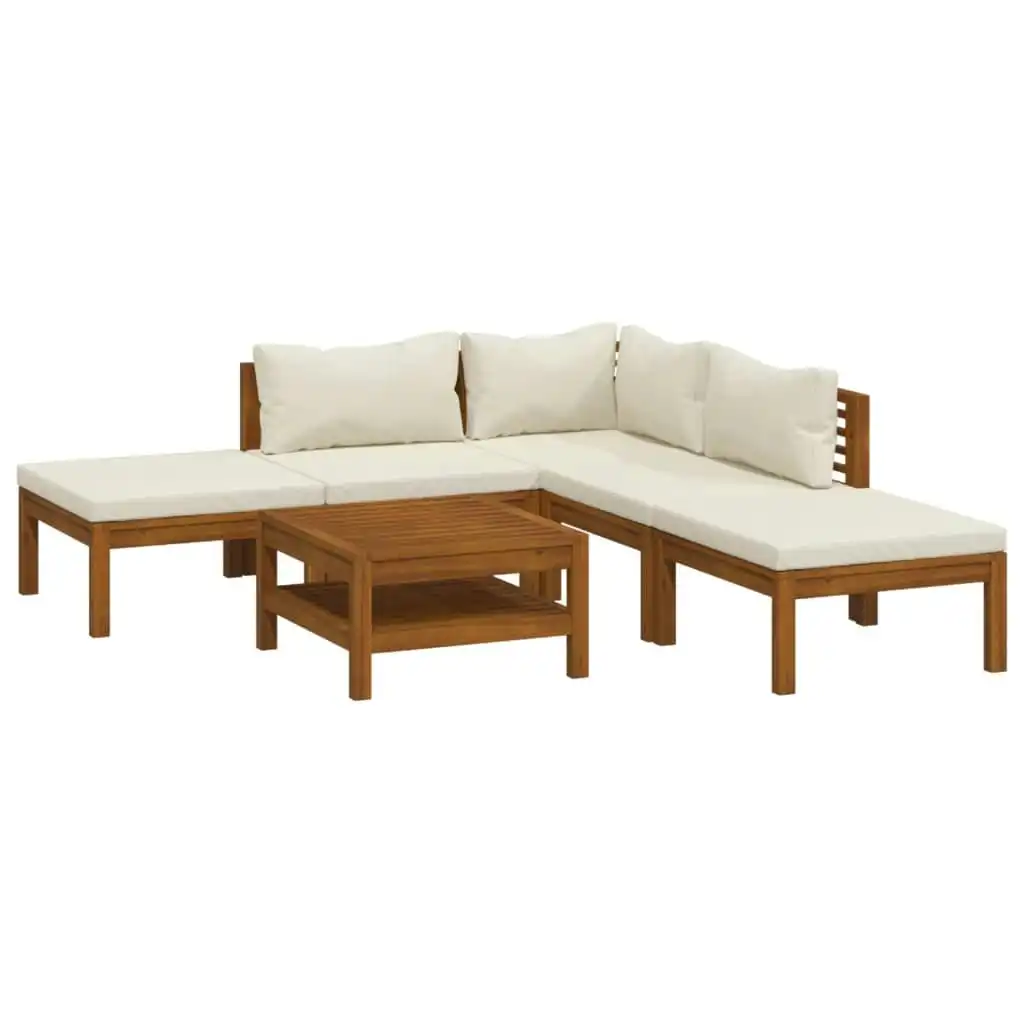6 Piece Garden Lounge Set with Cream Cushion Solid Acacia Wood 3086924