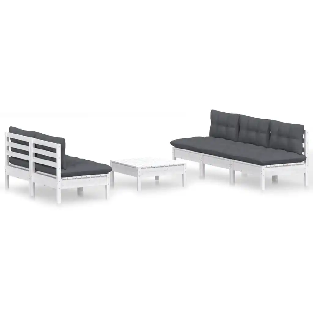 6 Piece Garden Lounge Set with Anthracite Cushions Pinewood 3096089