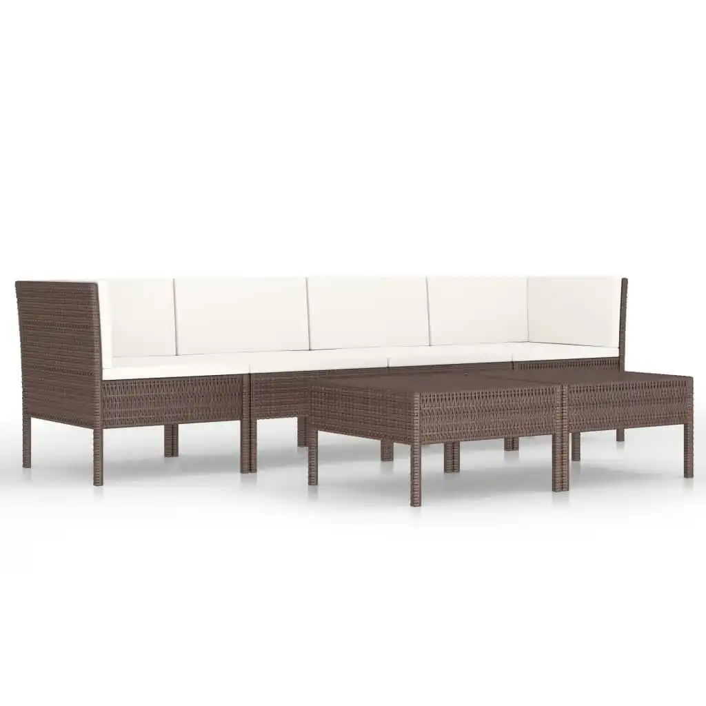 6 Piece Garden Lounge Set with Cushions Poly Rattan Brown 3056981