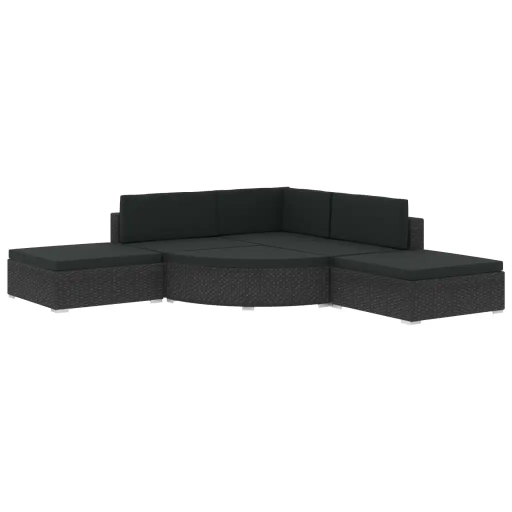 6 Piece Garden Lounge Set with Cushions Poly Rattan Black 46752