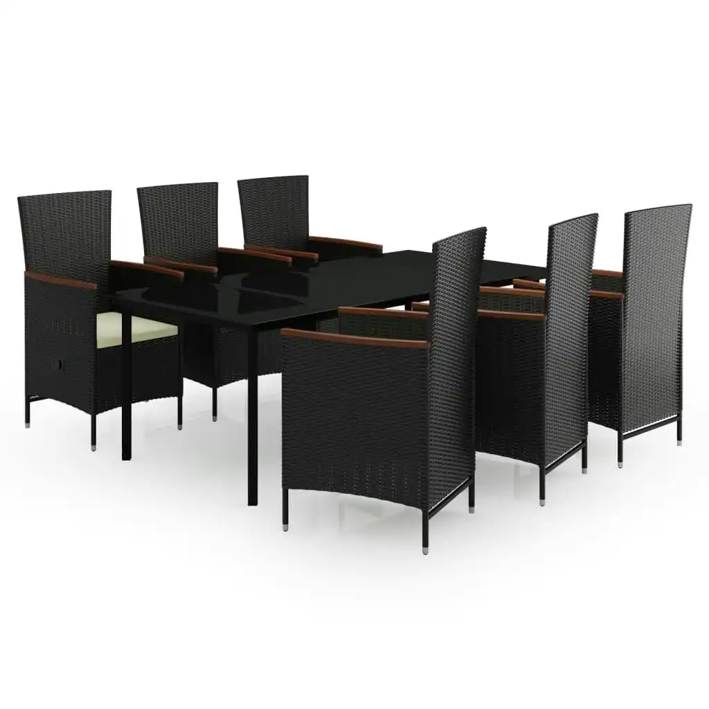7 Piece Garden Dining Set with Cushions Black 3099429