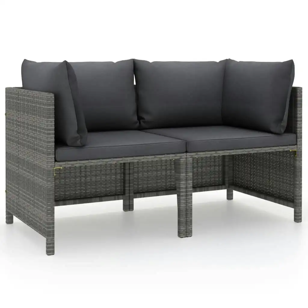 2-Seater Garden Sofa with Cushions Grey Poly Rattan 313498