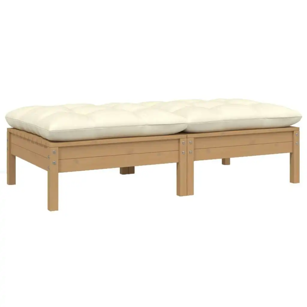 2-Seater Garden Sofa with Cream Cushions Solid Pinewood 806661