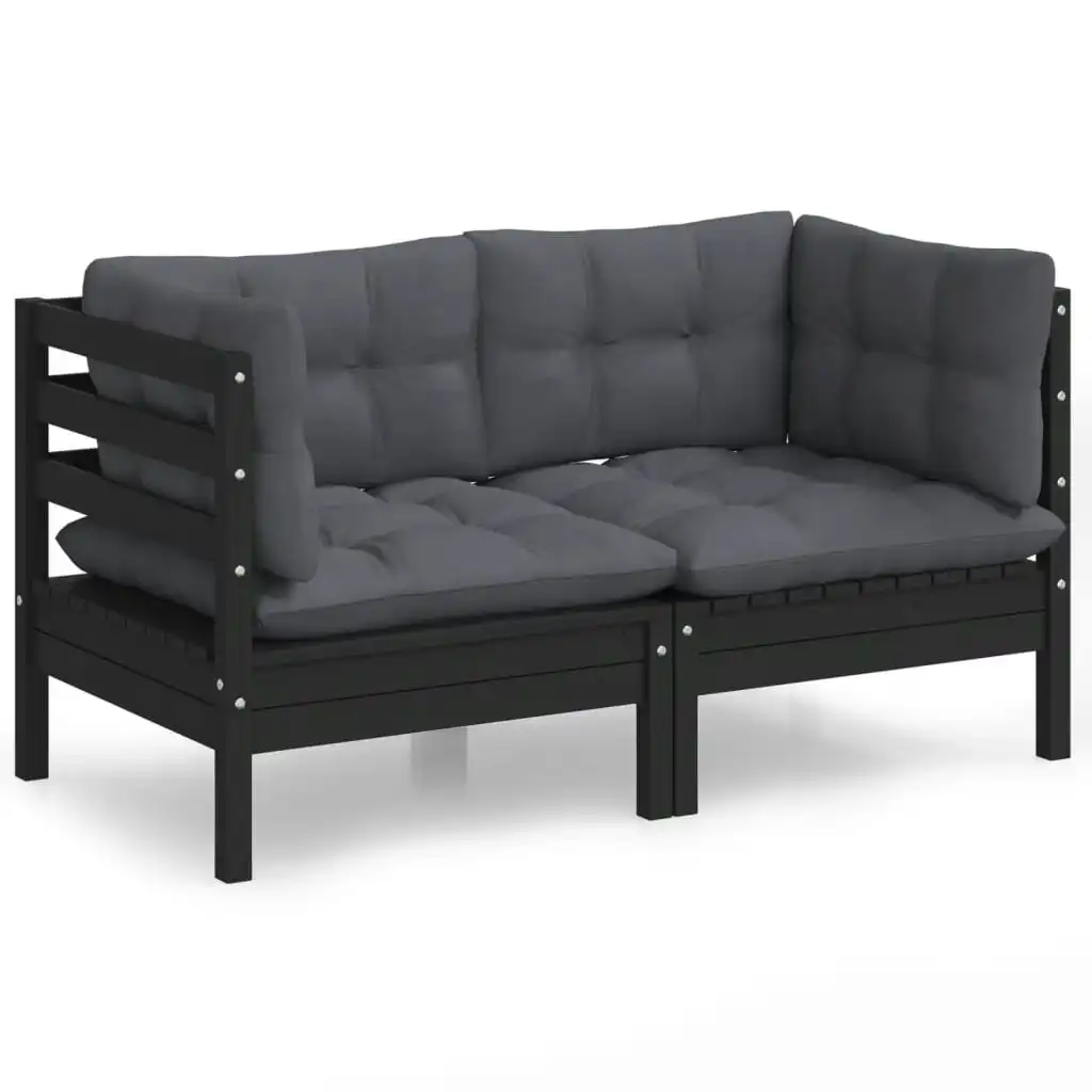 2-Seater Garden Sofa with Anthracite Cushions Solid Wood Pine 3096014