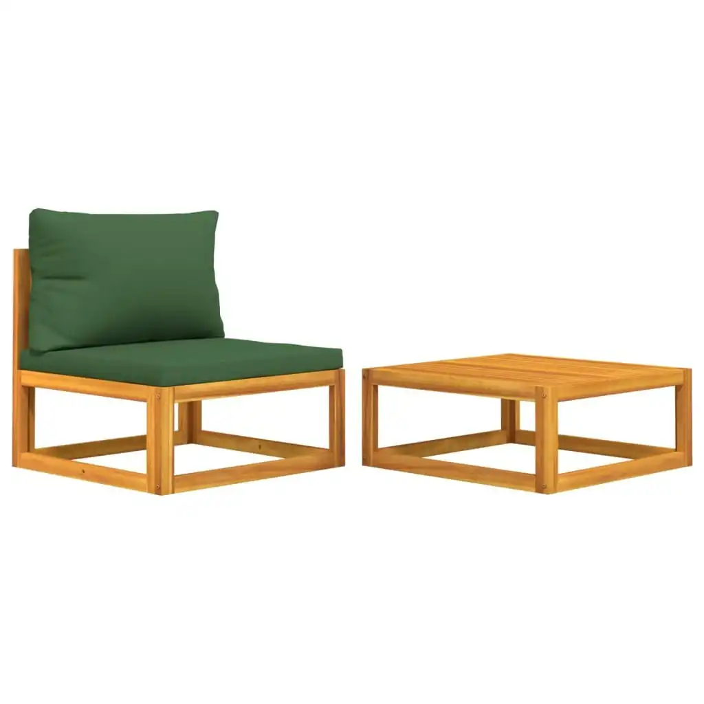 2 Piece Garden Sofa Set with Cushions Solid Wood Acacia 360019