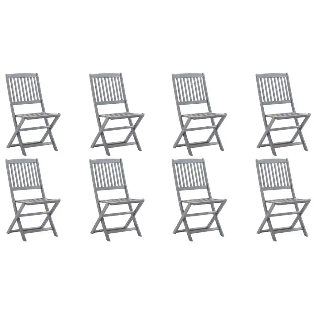 Folding Outdoor Chairs 8 pcs Solid Acacia Wood 3078289