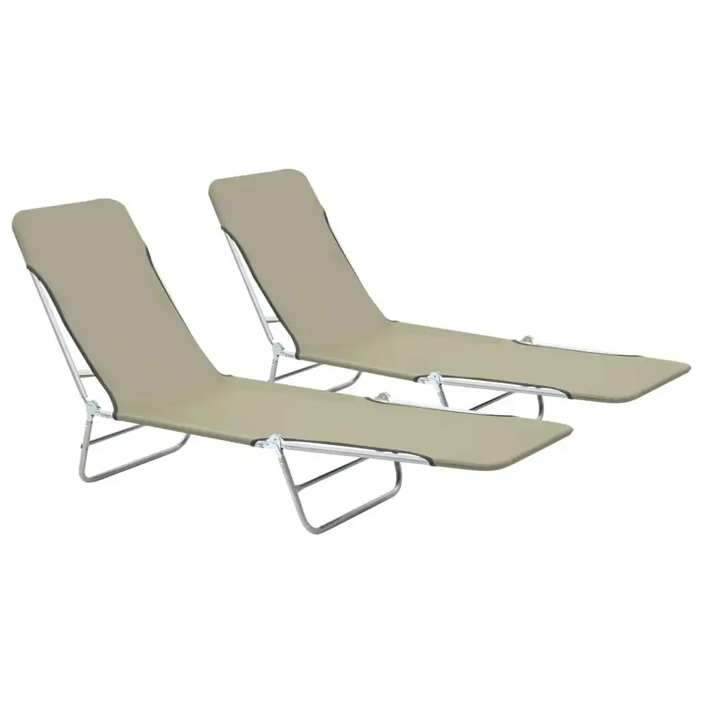 Folding Sun Loungers 2 pcs Steel and Fabric Taupe 44303