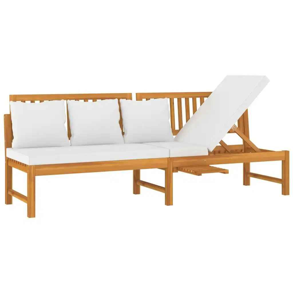 Day Bed with Cream Cushion 200x60x75 cm Solid Wood Acacia 312144