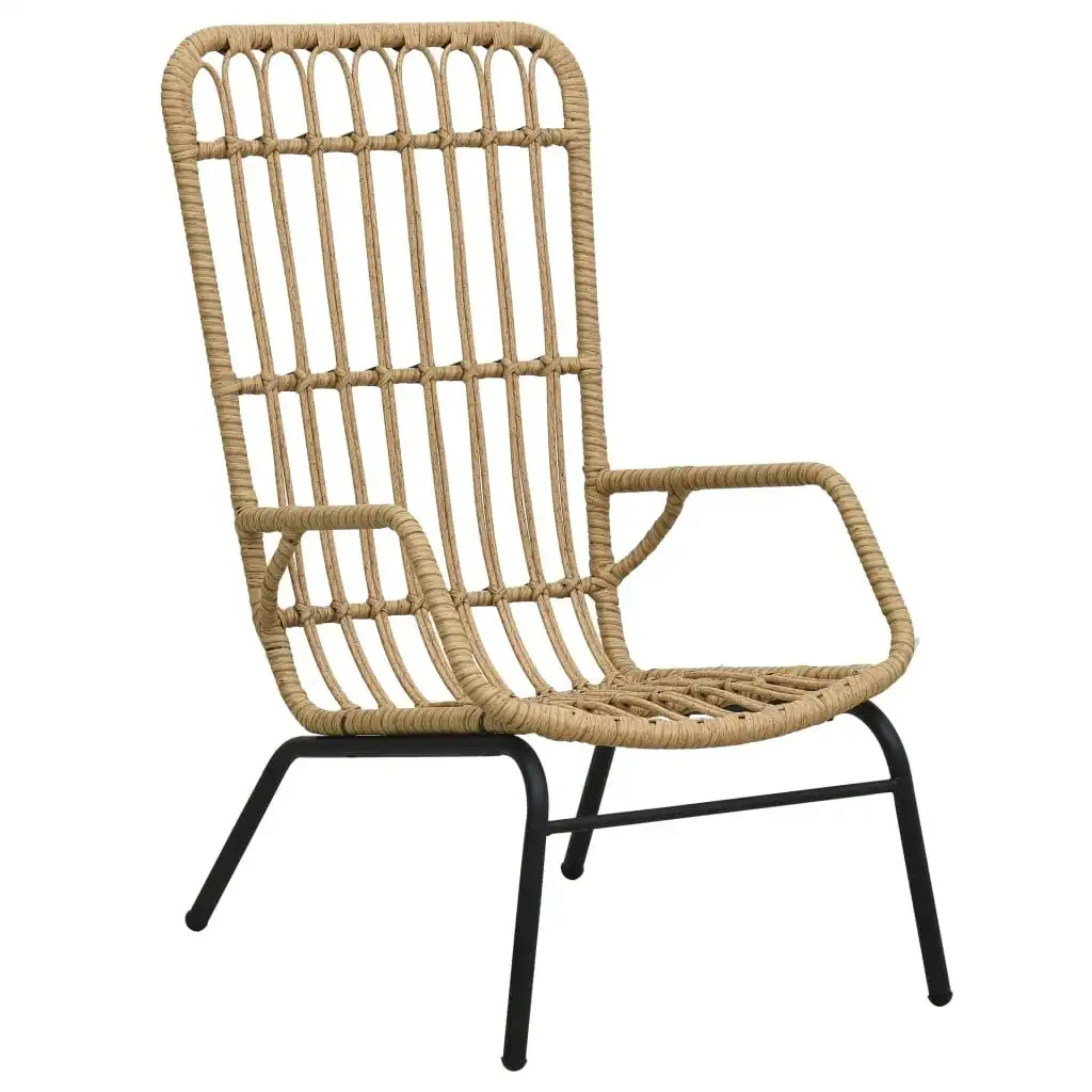 Garden Chair Poly Rattan Light Brown 48580