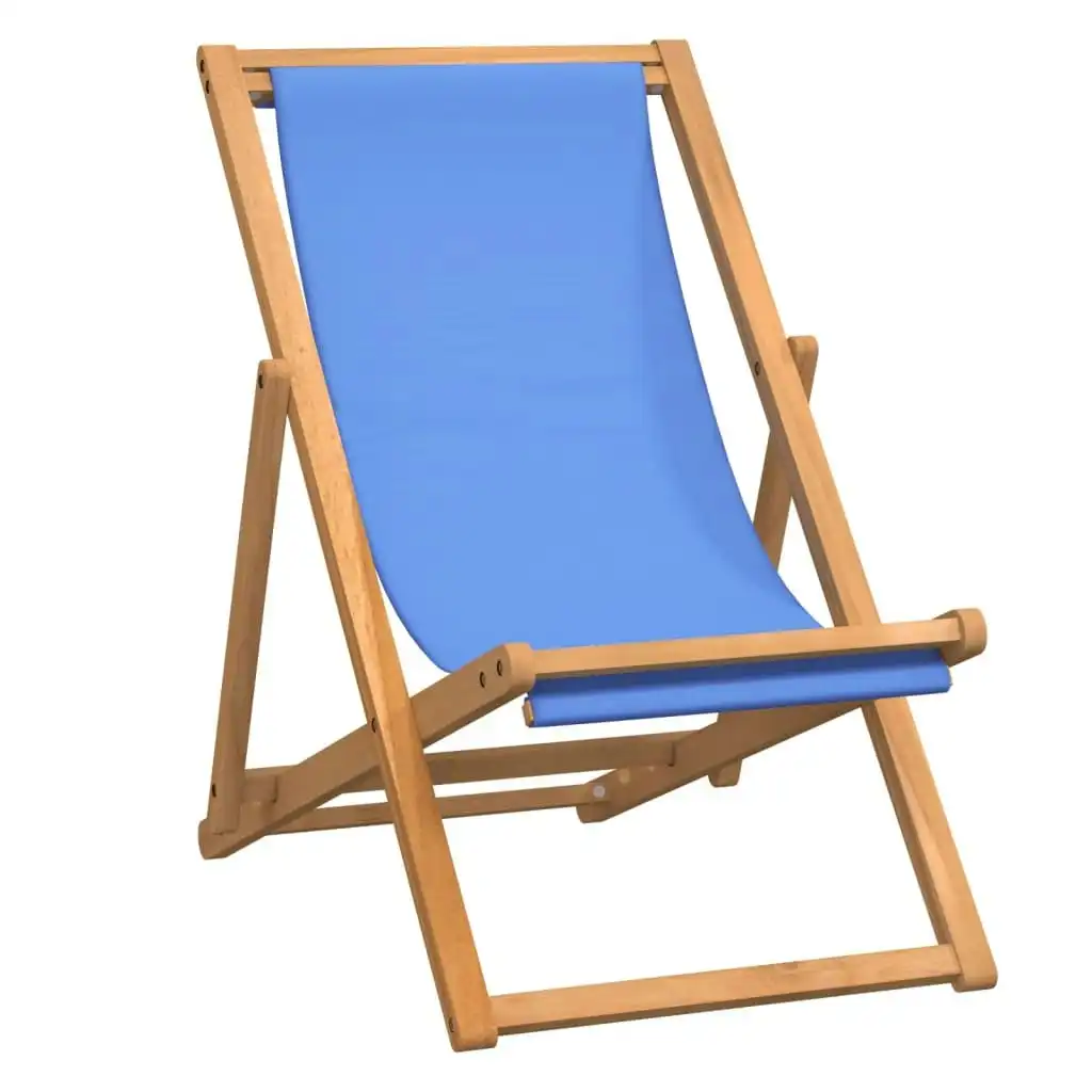 Deck Chair Teak 56x105x96 cm Blue 43803