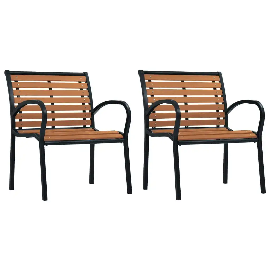 Garden Chairs 2 pcs Steel and WPC Black and Brown 312036