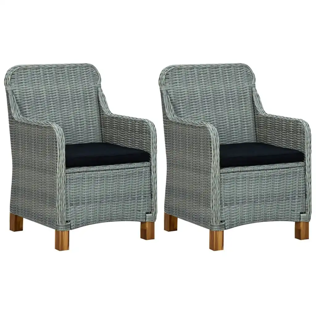 Garden Chairs with Cushions 2 pcs Poly Rattan Light Grey 313317
