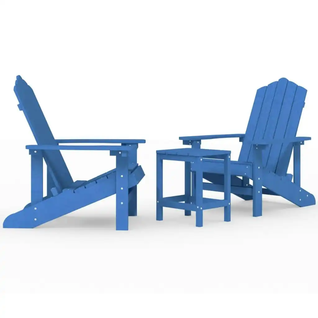 Garden Adirondack Chairs with Table HDPE Aqua Blue 3095707