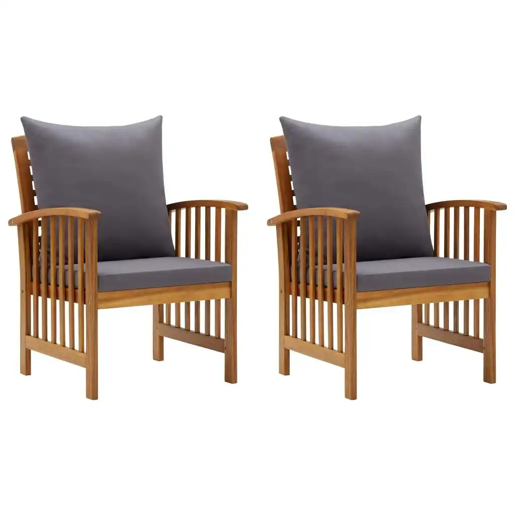 Garden Chairs with Cushions 2 pcs Solid Acacia Wood 310258