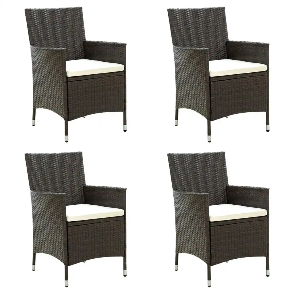 Garden Chairs with Cushions 4 pcs Poly Rattan Brown 316687