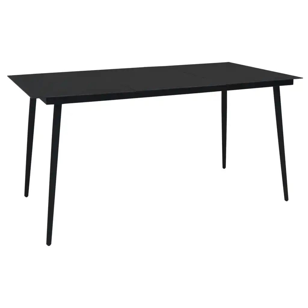 Garden Dining Table Black 190x90x74 cm Steel and Glass 312159