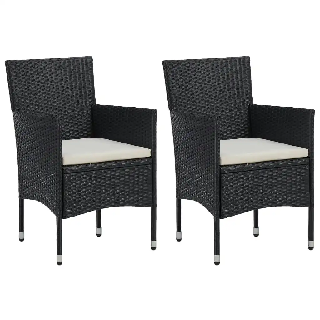 Garden Dining Chairs 2pcs Poly Rattan Black 46179