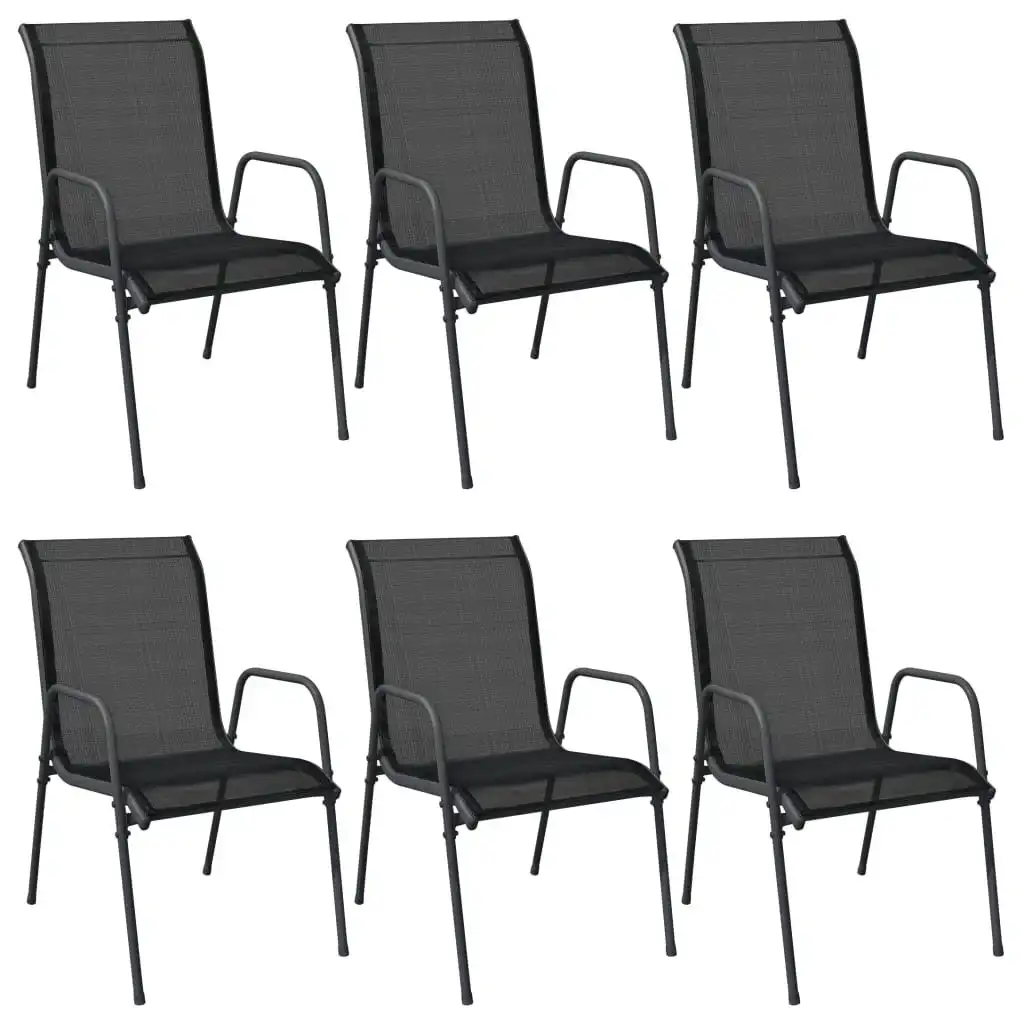 Garden Chairs 6 pcs Steel and Textilene Black 316819
