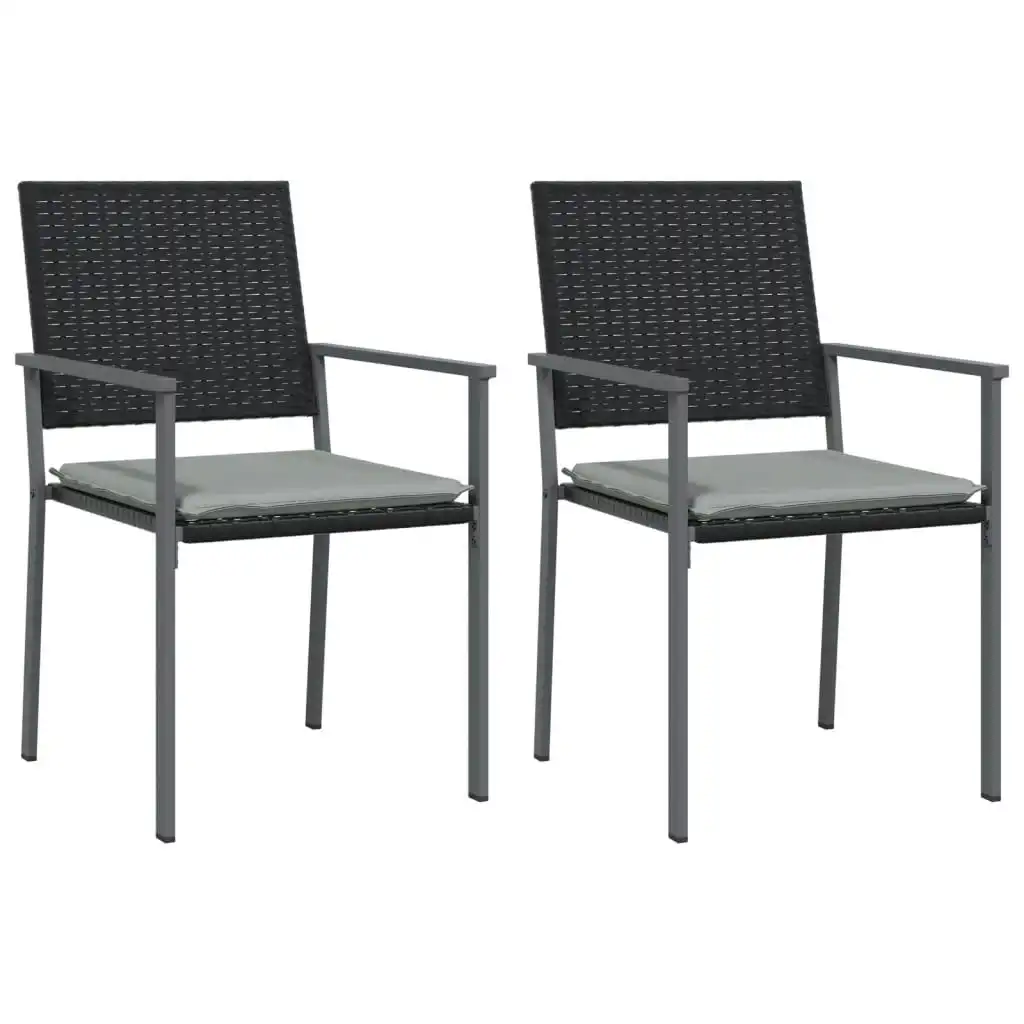 Garden Chairs with Cushions 2 pcs Black 54x62.5x89 cm Poly Rattan 364097