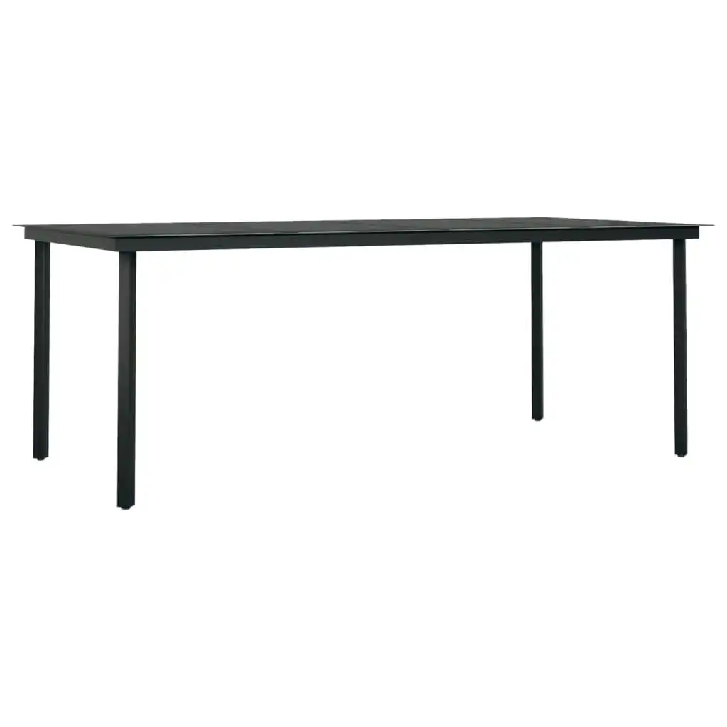 Garden Dining Table Black 200x100x74 cm Steel and Glass 3100107