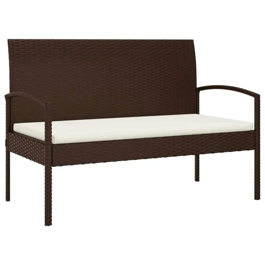 Garden Bench with Cushion Brown 105 cm Poly Rattan 362165