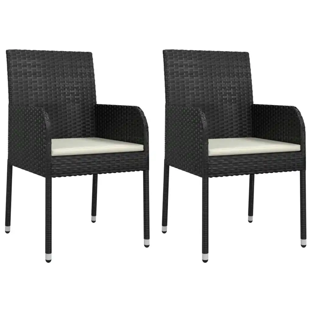 Garden Chairs with Cushions 2 pcs Poly Rattan Black 319885