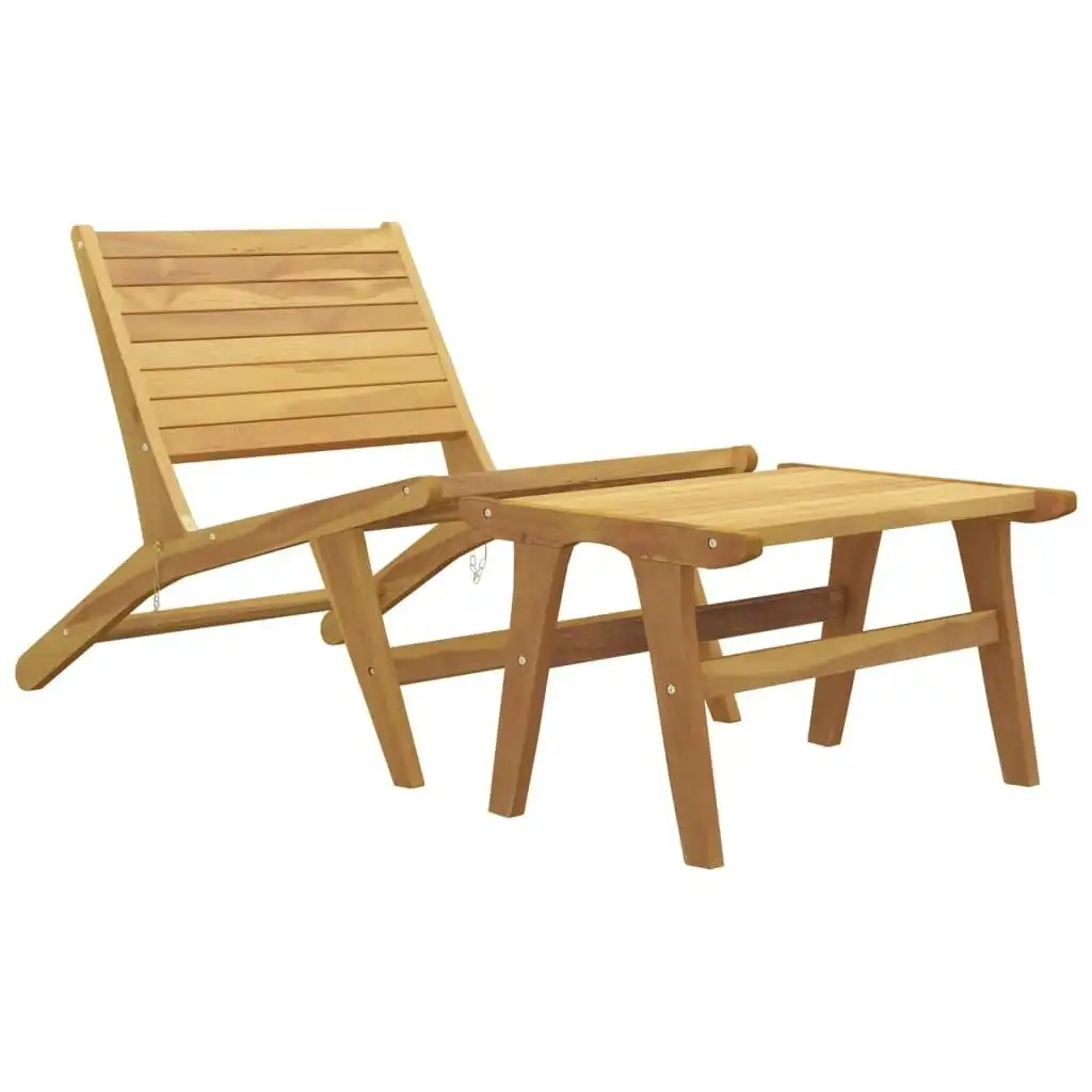 Garden Chair with Footrest Solid Wood Teak 319154