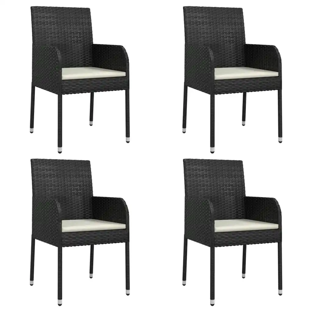Garden Chairs with Cushions 4 pcs Poly Rattan Black 319887