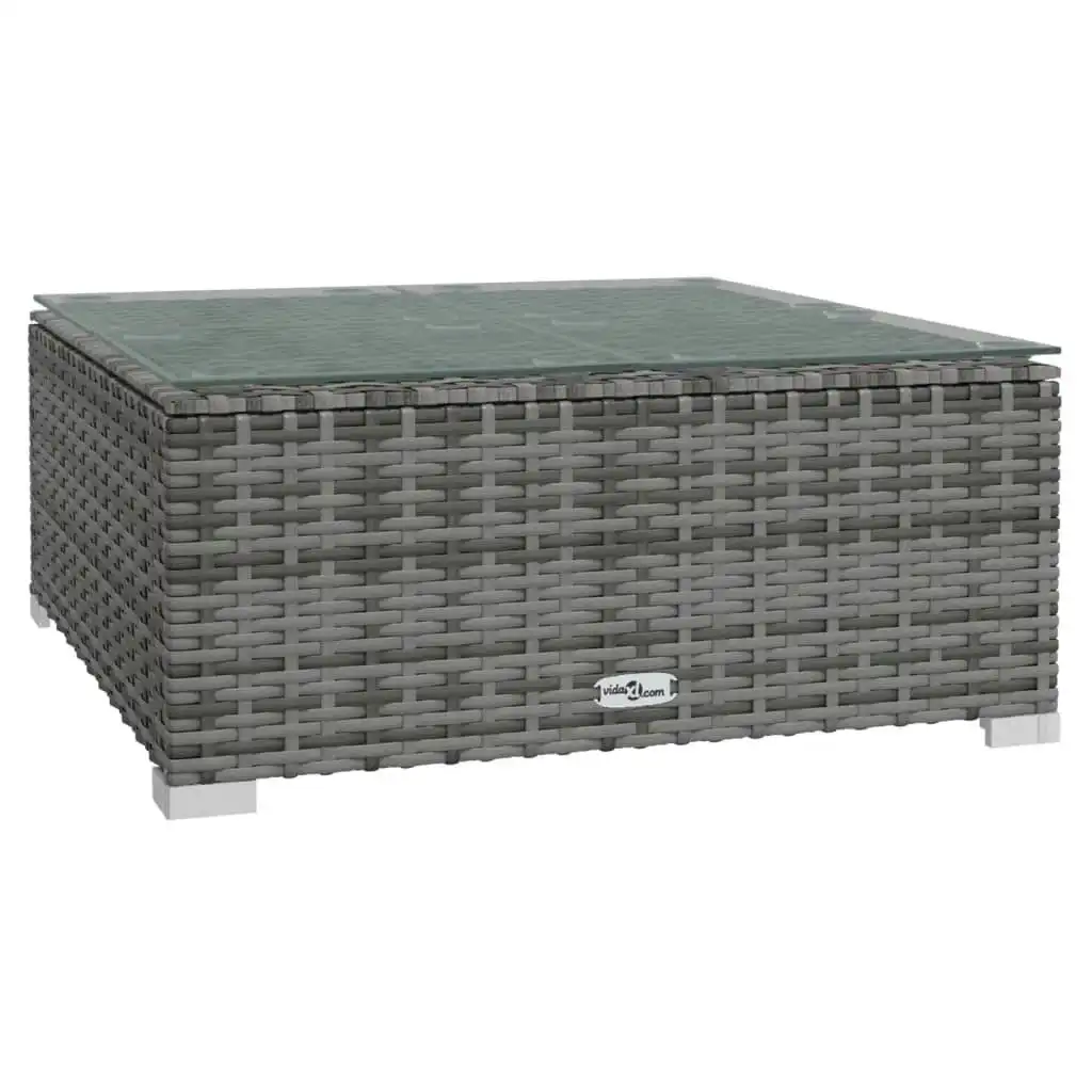 Garden Coffee Table Grey 60x60x30 cm Poly Rattan and Glass 317513