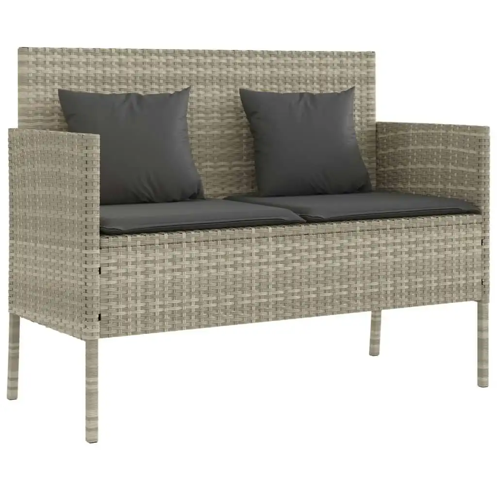 Garden Bench with Cushions Light Grey Poly Rattan 365776