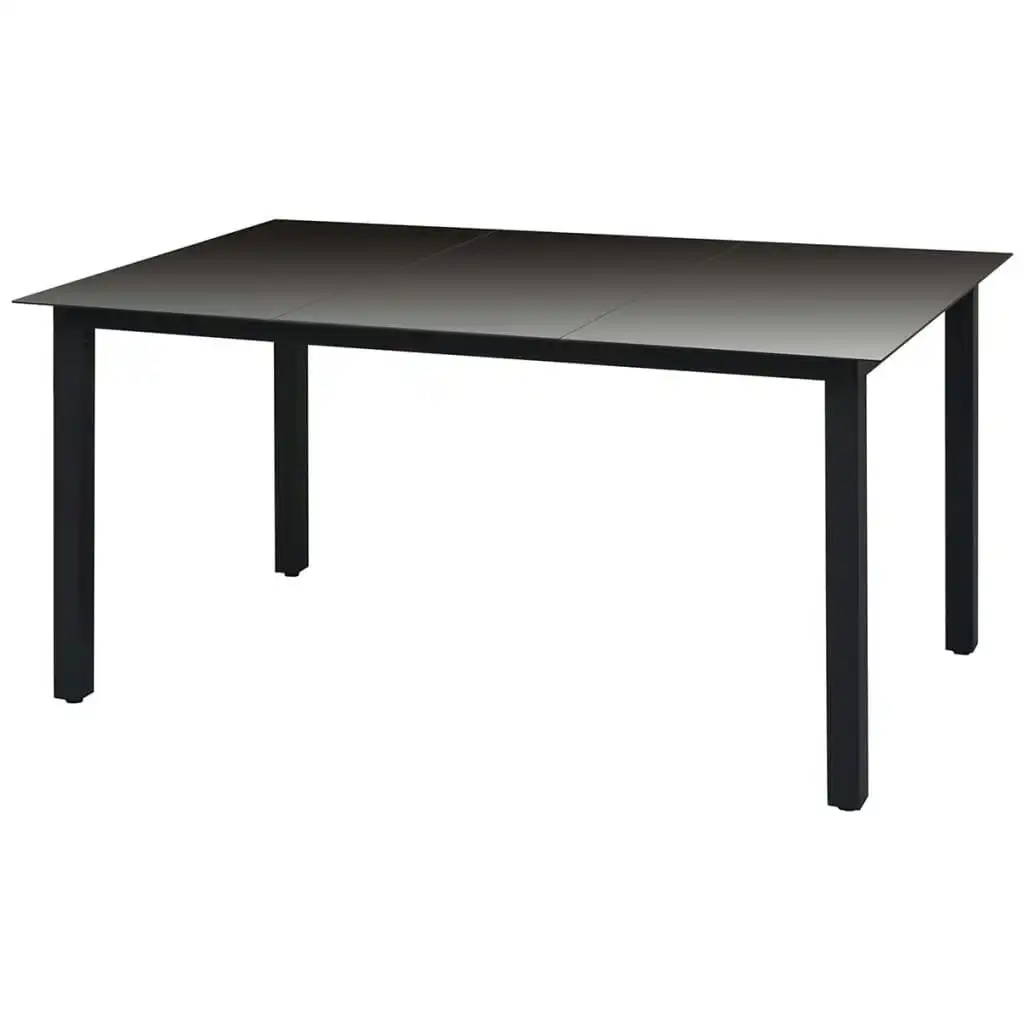 Garden Table Black 150x90x74 cm Aluminium and Glass 42788