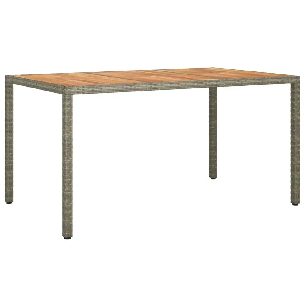 Garden Table 150x90x75 cm Poly Rattan and Acacia Wood Grey 316721