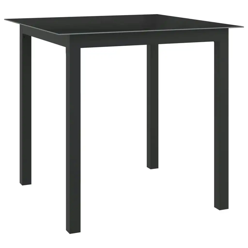 Garden Table Black 80x80x74 cm Aluminium and Glass 312200