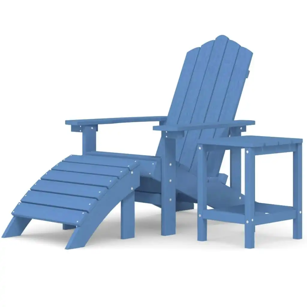 Garden Adirondack Chair with Footstool & Table HDPE Aqua Blue 3095711