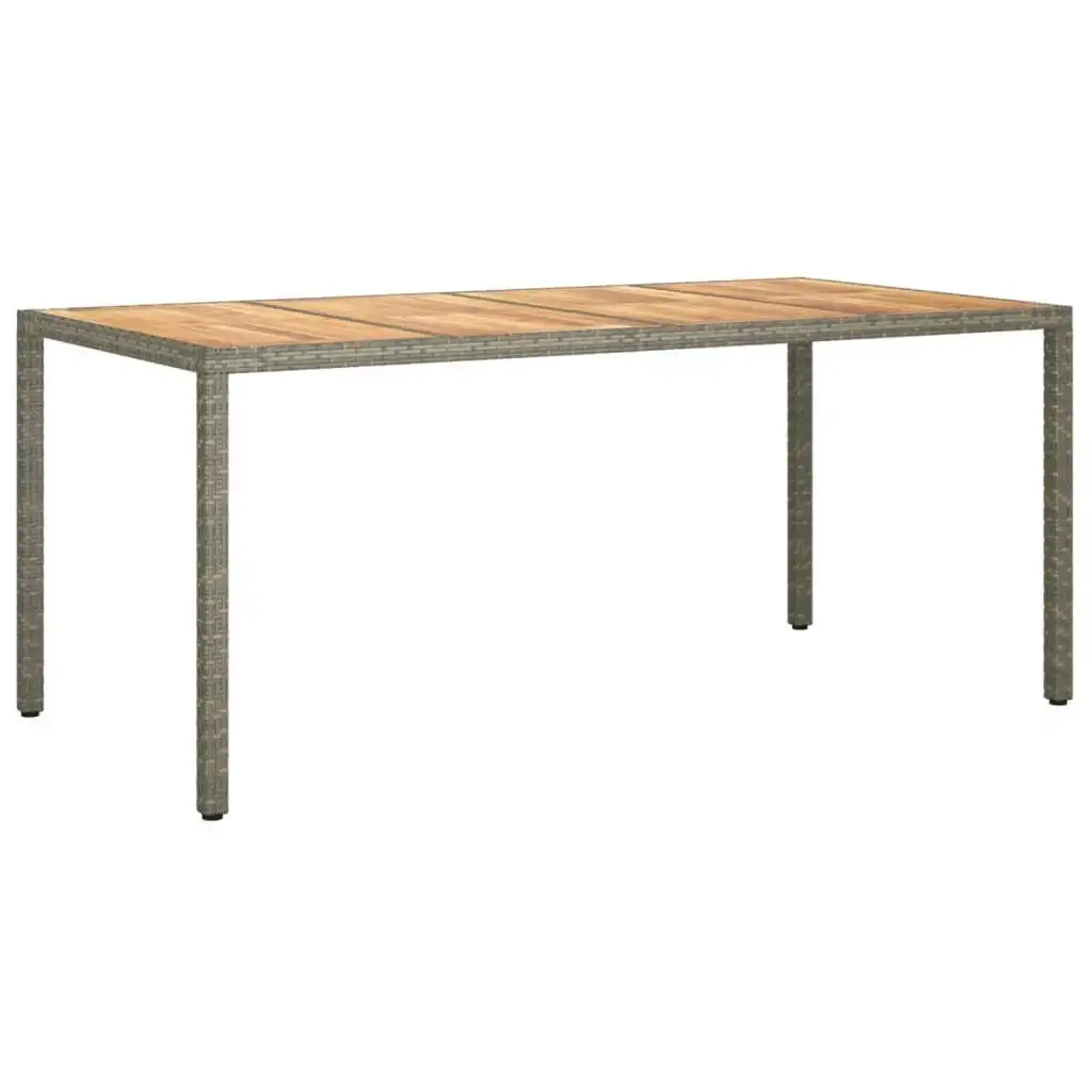Garden Table 190x90x75 cm Poly Rattan and Acacia Wood Grey 316723
