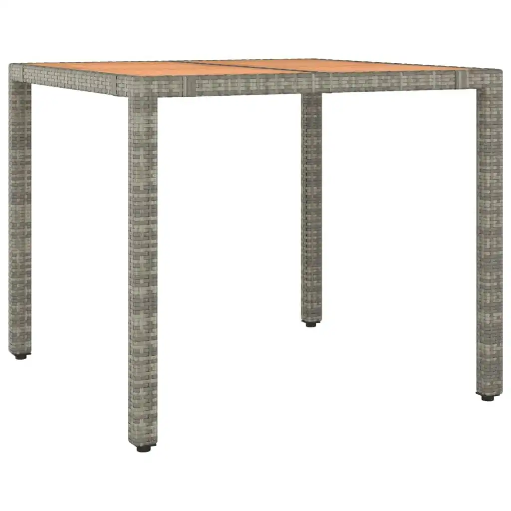 Garden Table with Wooden Top Grey Poly Rattan&Solid Wood Acacia 319549