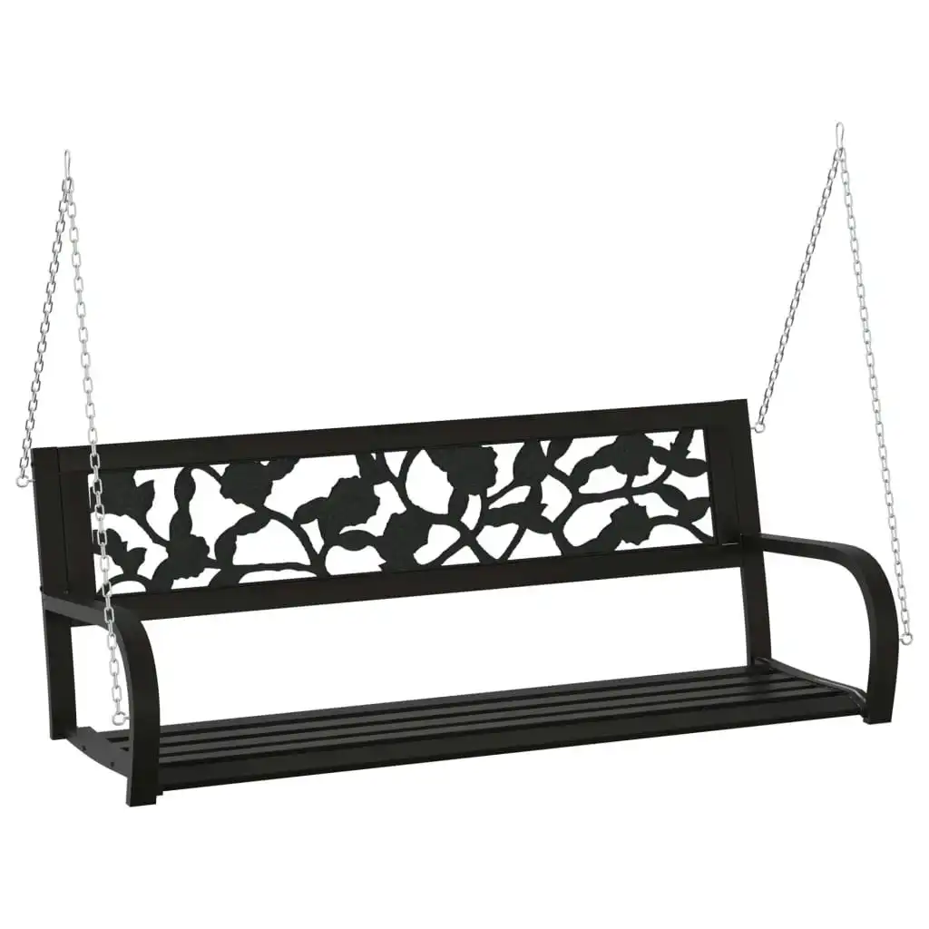 Garden Swing Bench 125 cm Steel and Plastic Black 317145