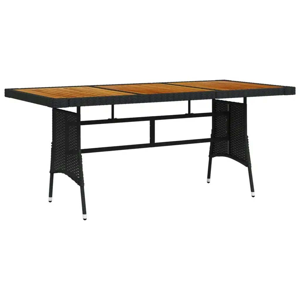Garden Table Black 160x70x72 cm Poly Rattan & Solid Acacia Wood 318694